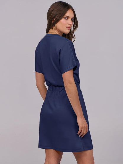Womens Dresses 2026 Summer Casual Short Sleeve Crew Neck