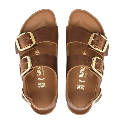 Birkenstock Unisex Milano Big Buckle Natural Leather Cognac