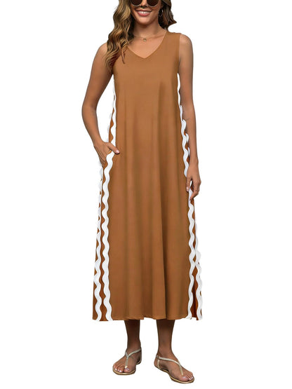 Women's Summer Beach Boho Flowy Maxi Dress