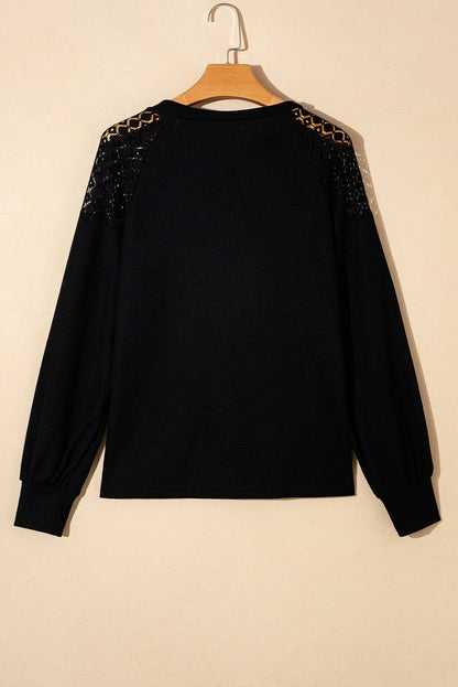 Threaded Pear Ava Sleeve Textured Pullover Long Sleeve Top