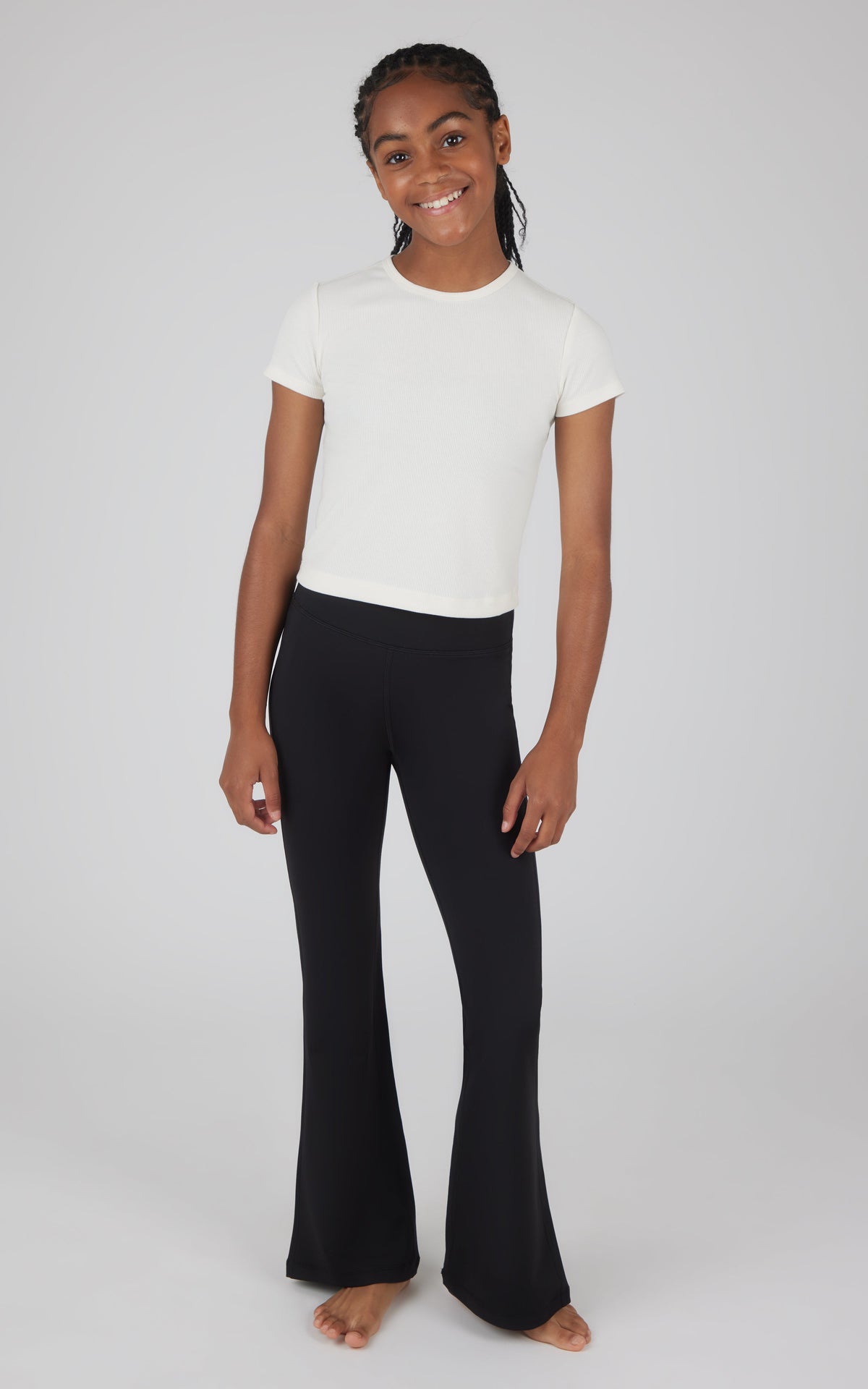 90 Degree by Reflex Girls 2 Pack Interlock Everyday Full Length Legging and Everyday Interlock High Waist Flared Pant