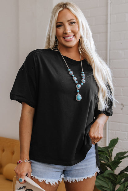 Threaded Pear Ayra Loose Half Sleeve Hi Low Hem Top