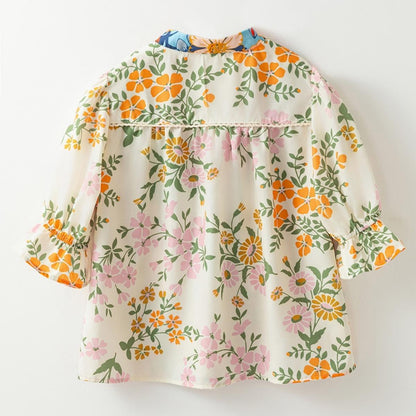 Women's Boho Floral V-Neck Puff Sleeve Blouse