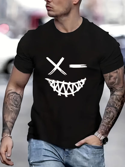 Evil Smile Face T-Shirt for Men – Trendy Summer Streetwear Tee