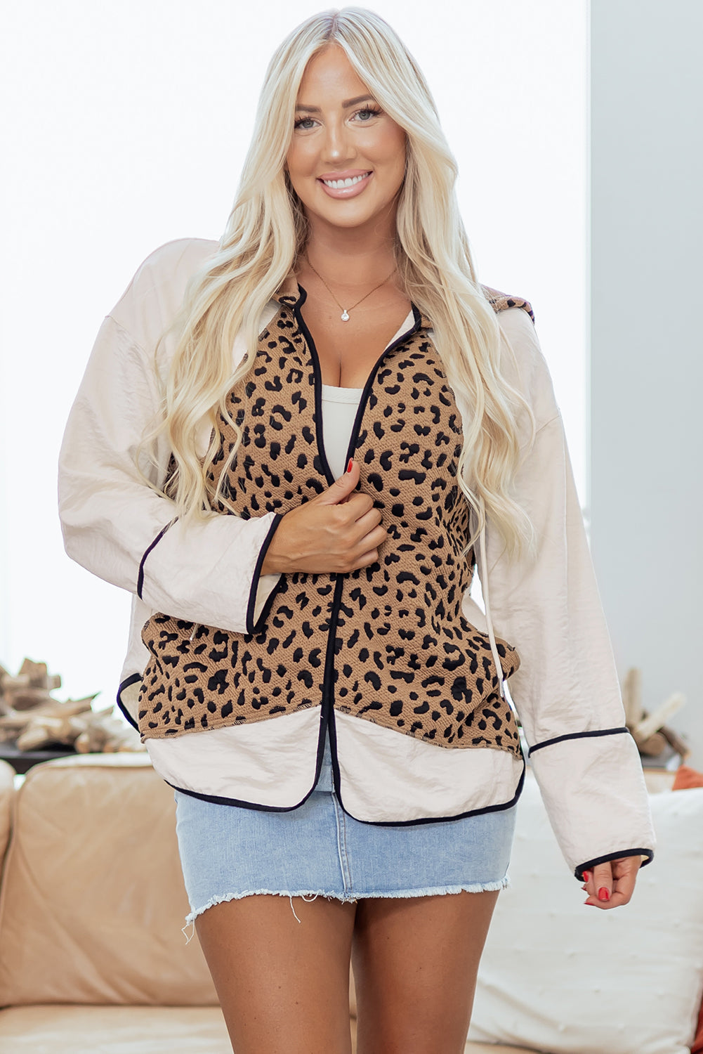 Threaded Pear Abigail Piping Open Front Jacket