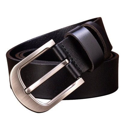 Men's Leather Belt With Pin Buckle, Genuine Leather Men's Waist Belt, Cowhide