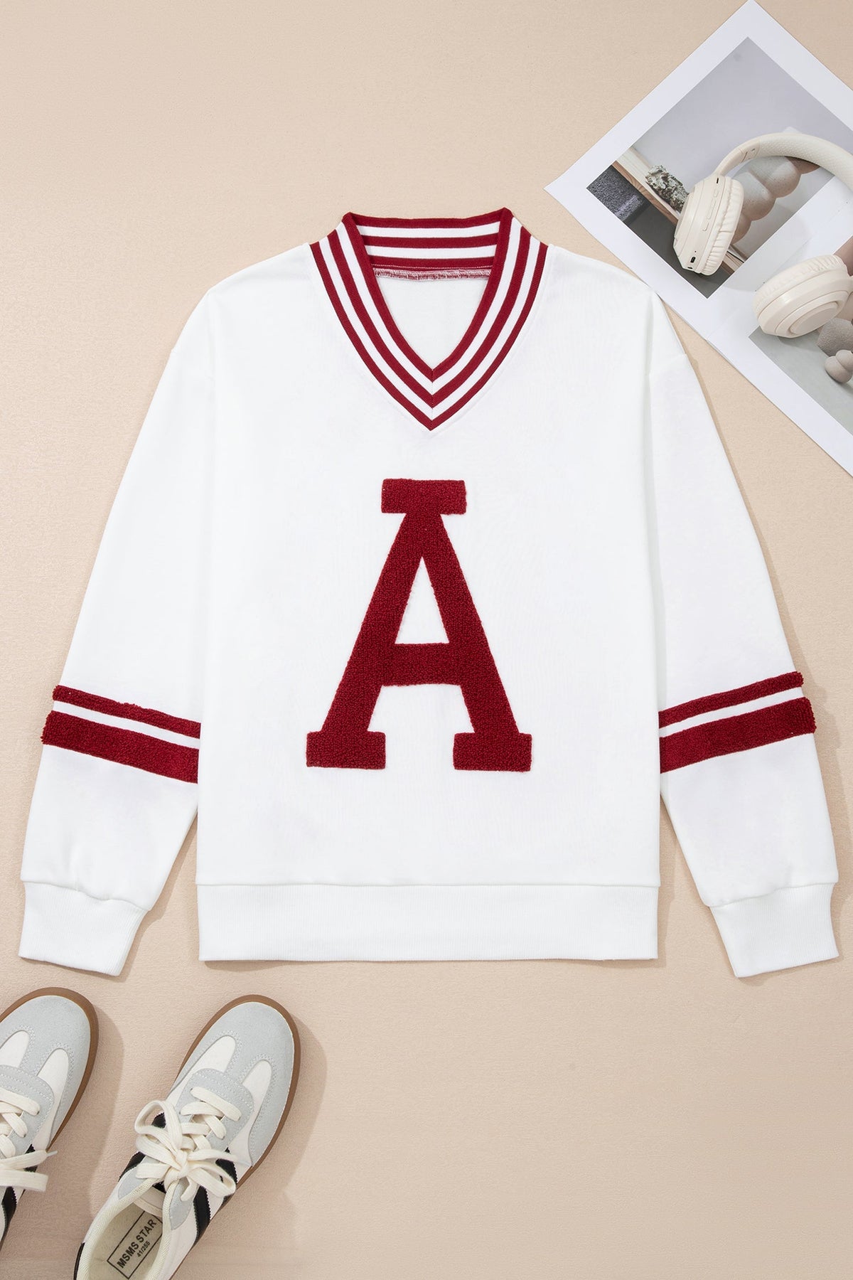 Threaded Pear Esme Striped Puff Sleeve Sweatshirt