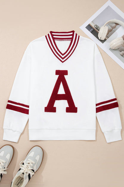 Threaded Pear Esme Striped Puff Sleeve Sweatshirt