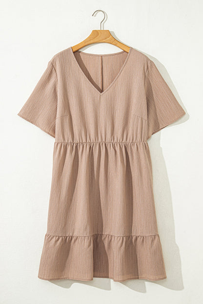 Threaded Pear Kaylee Ruffled Short Sleeve PLUS Dress