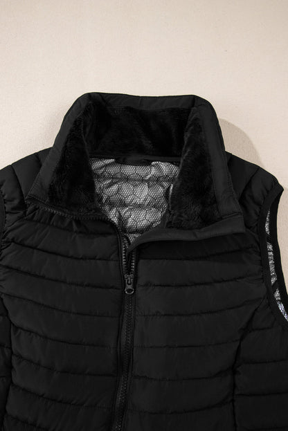Threaded Pear Harper Quilted Zipped Puffer Vest