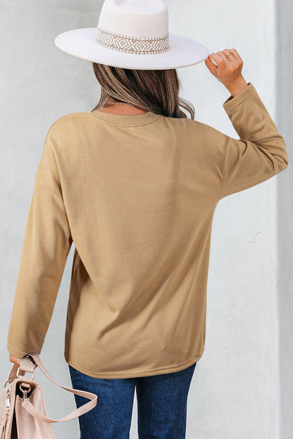 Threaded Pear Macy Drawstring Hemline Oversize Long Sleeve Top