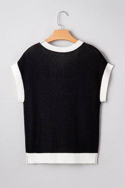 Threaded Pear Evelynn Trim Short Sleeve Sweater
