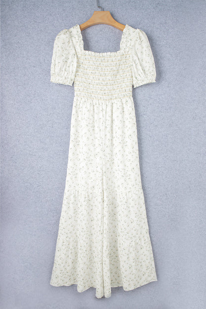 Threaded Pear Ella Short Puff Sleeve Jumpsuit