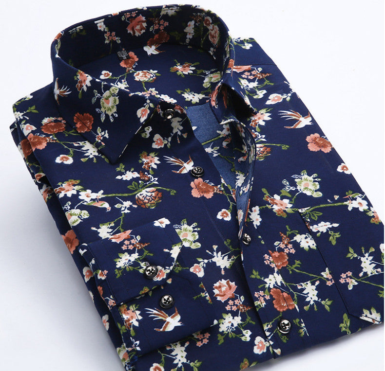 Men's Premium Floral Print Dress Shirt | Slim Fit Long Sleeve Flower Patterned Shirt | Stylish Hawaiian Vibe Casual Shirt for Men
