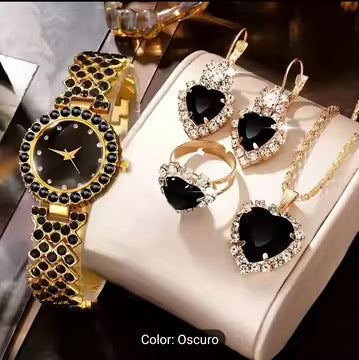 Colorful Crystal Quartz Watch & Jewelry Set | Luxury Sparkling Women’s Timepiece Suite | Elegant Multi-Color Rhinestone Watch Gift Set | Trendy Jewelry Suit with Bracelet & Earrings | 2026 High-Fashion Women’s Accessory Set
