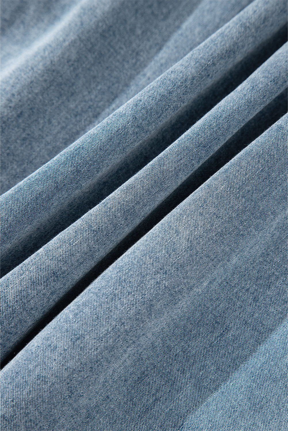 Threaded Pear Clare Sleeveless Ruffled Chambray Dress