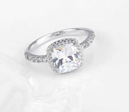 925 Sterling Silver Square Cut Diamond Simulant Ring | Elegant Princess Cut Zirconia Engagement Ring | Minimalist Sparkling Promise Ring for Women