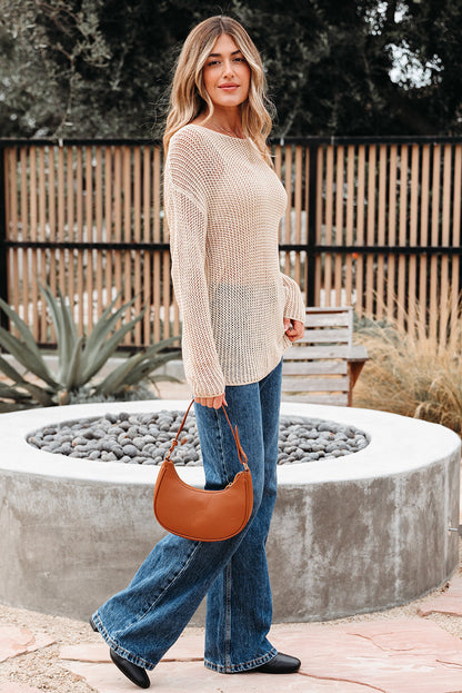 Threaded Pear Hadley Crochet Hollow-out Sweater