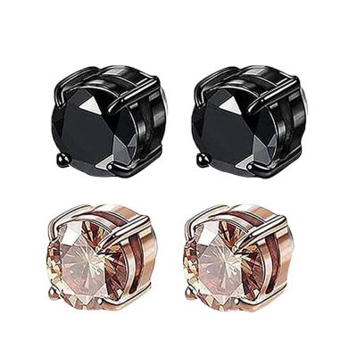 Unisex Zircon Stud Earrings | Magnetic Non-Piercing Ear Clips | Luxury Sparkle Zirconia Magnet Earrings for Men & Women | Trendy Minimalist Clip-on Studs | 2026 High-Fashion No-Hole Jewelry