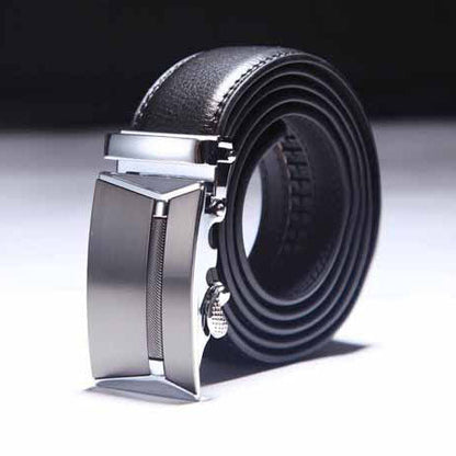 Men's Executive Automatic Ratchet Belt | No-Hole Adjustable Business Belt | Premium Professional Waist Strap with Quick-Release Buckle | Men's Comfort Click Belt