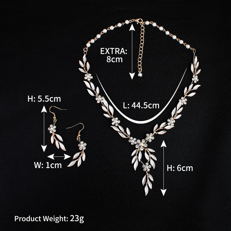 Luxury Bridal Jewelry Three-Piece Set | European & American Style Alloy Plated Necklace & Earrings | Wedding Statement Jewelry Set for Brides & Bridesmaids