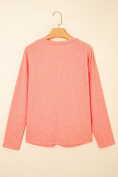 Threaded Pear Rachel Floral Patchwork V Neck Long Sleeve Top
