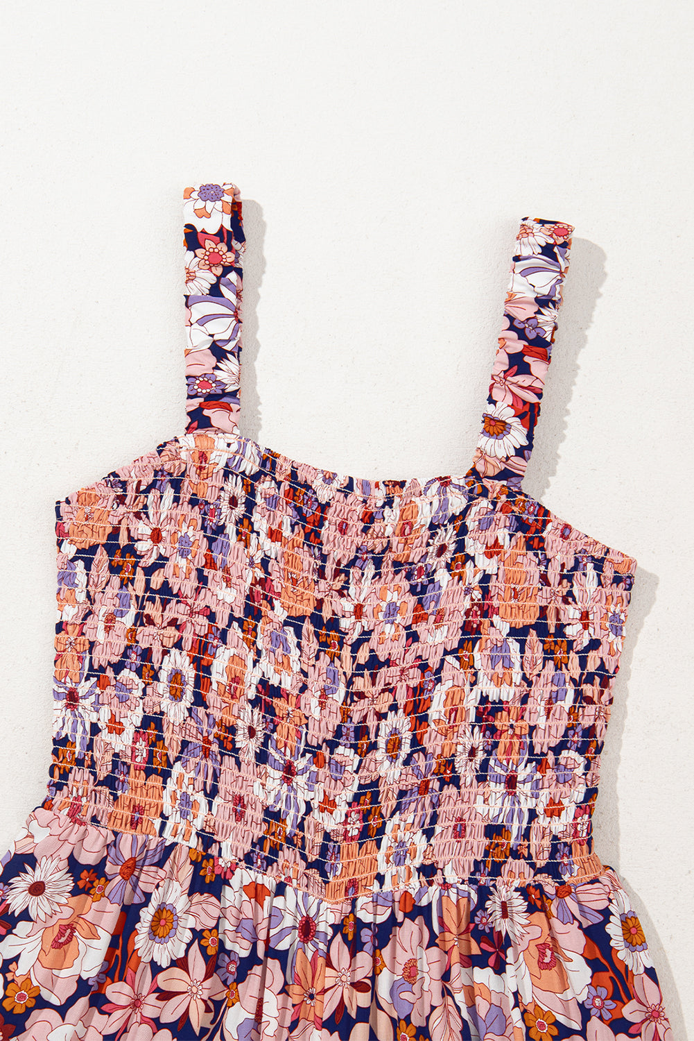 Angelica Square Neckline Stretch High Waist Jumpsuit - Pink Floral
