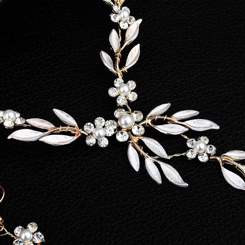 Luxury Bridal Jewelry Three-Piece Set | European & American Style Alloy Plated Necklace & Earrings | Wedding Statement Jewelry Set for Brides & Bridesmaids