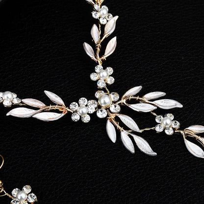 Luxury Bridal Jewelry Three-Piece Set | European & American Style Alloy Plated Necklace & Earrings | Wedding Statement Jewelry Set for Brides & Bridesmaids