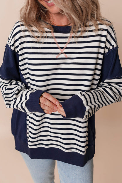 Threaded Pear Sage Exposed Seam Loose Fit Sweatshirt