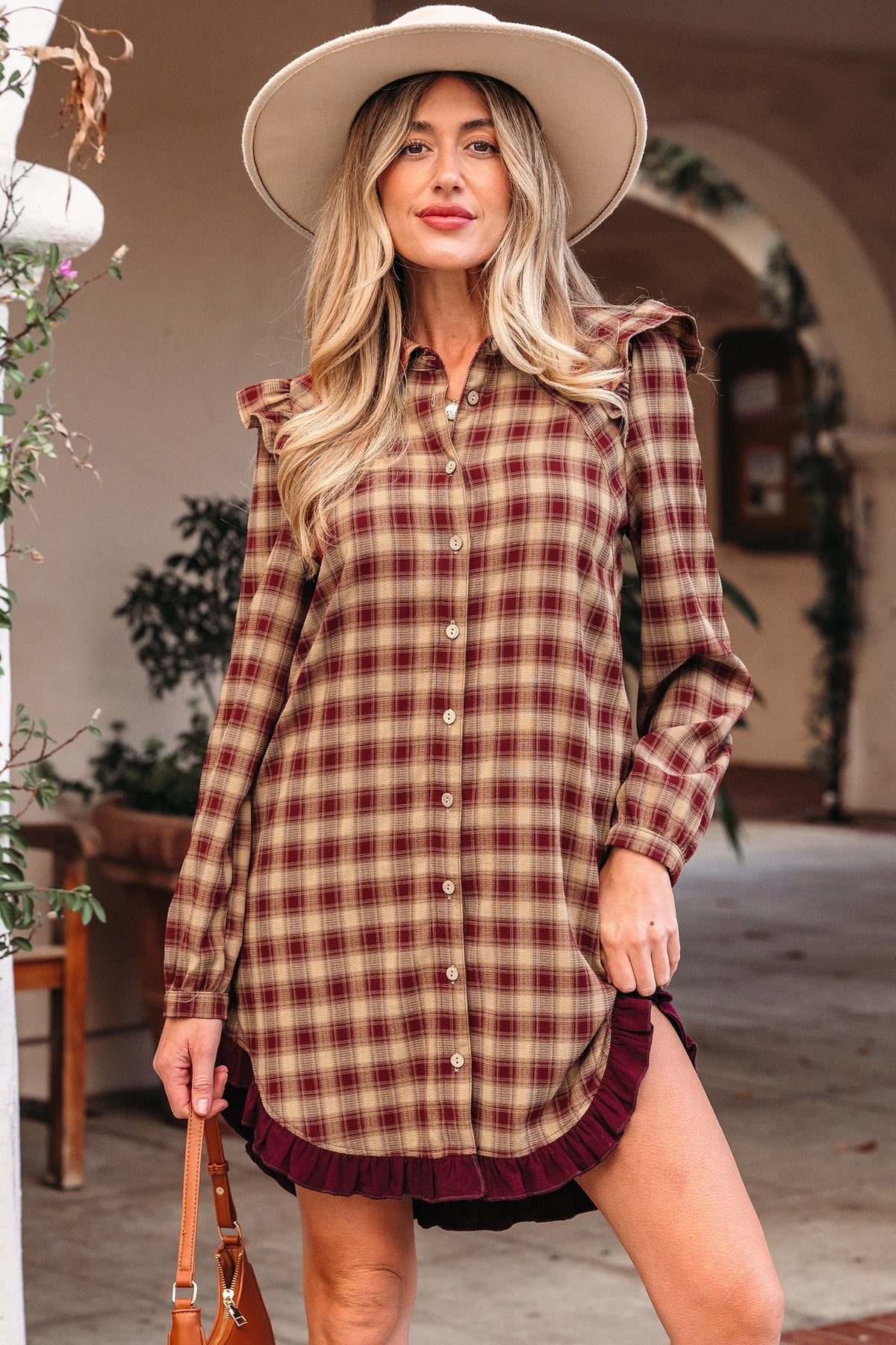 Threaded Pear Novalee Mini Shirt Dress Long Sleeve Top
