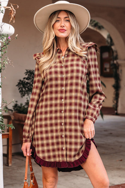 Threaded Pear Novalee Mini Shirt Dress Long Sleeve Top