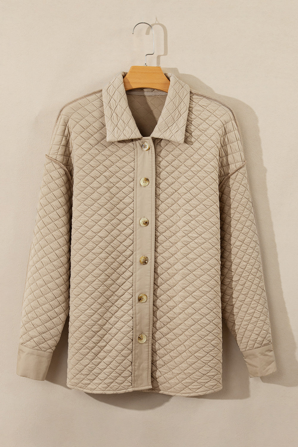 Threaded Pear Celeste Quilted Puffer Buttoned Shacket