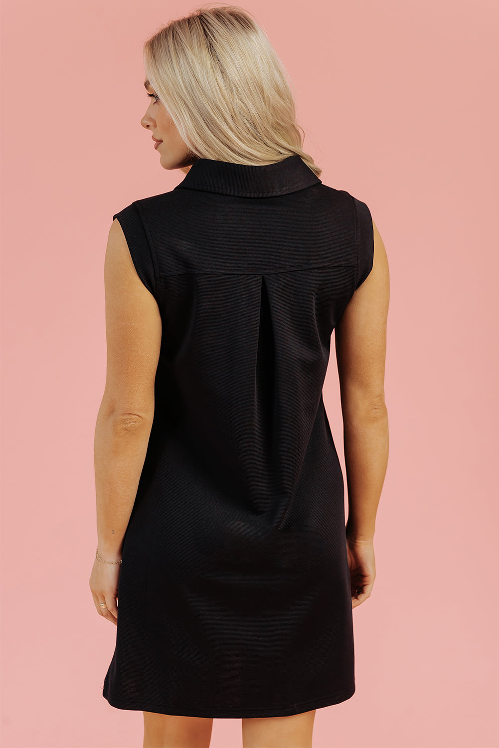 Threaded Pear Kyla Collared Slit Neck Sleeveless Mini Dress