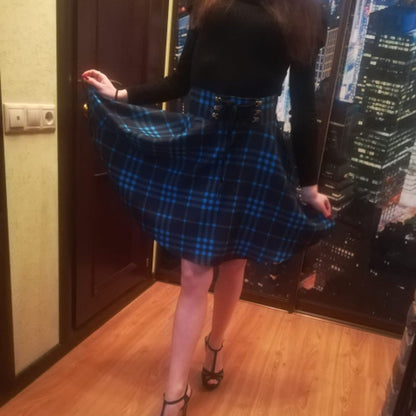 Women’s Irregular Plaid Asymmetrical Skirt | Trendy High-Waist Checkered Mini Skirt | Modern Patchwork Plaid Skirt for Streetwear | Unique A-Line Geometric Skirt
