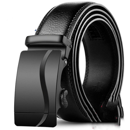 Men’s Pure Cowhide Automatic Buckle Belt | High-Sense Executive Genuine Leather Waistband | Trendy Minimalist Professional Men’s Belt | Luxury-Label Statuesque Men’s Accessory | 2026 High-Fashion Radiant Urban Essential
