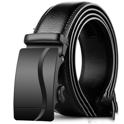 Men’s Pure Cowhide Automatic Buckle Belt | High-Sense Executive Genuine Leather Waistband | Trendy Minimalist Professional Men’s Belt | Luxury-Label Statuesque Men’s Accessory | 2026 High-Fashion Radiant Urban Essential