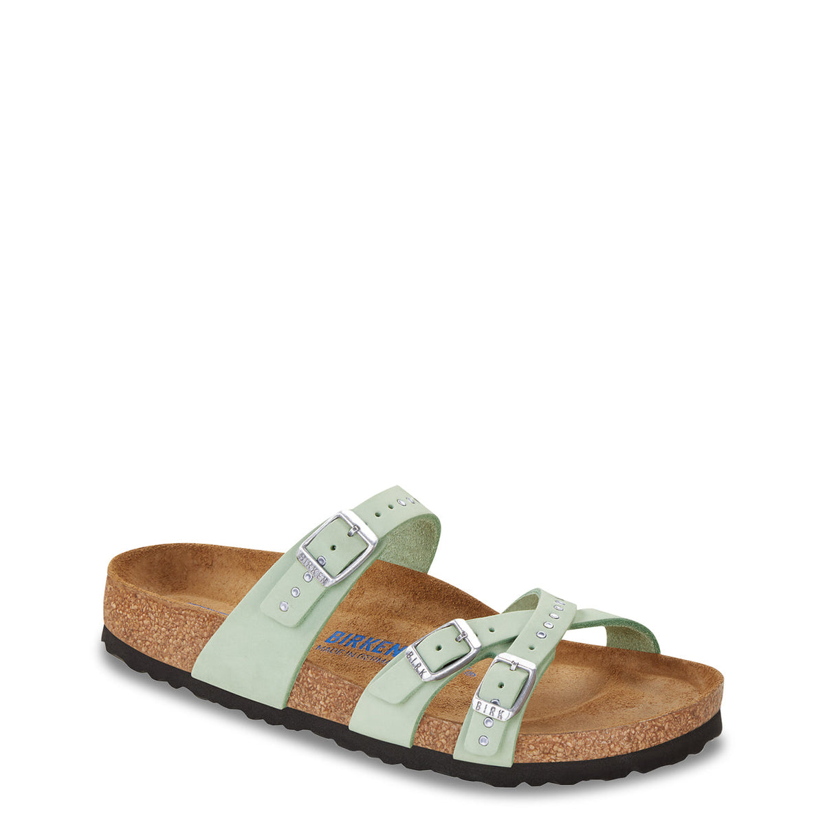 Birkenstock Unisex Franca Injected Rivets Nubuk Leather Soft Footbed Matcha