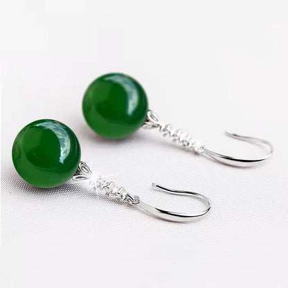 Women’s Elegant Silvering Chalcedony Earrings | High-Sense Green Agate Drop Earrings | Trendy Minimalist Gemstone Jewelry | Luxury-Label Statuesque Radiant Accessory | 2026 High-Fashion Botanical Essential