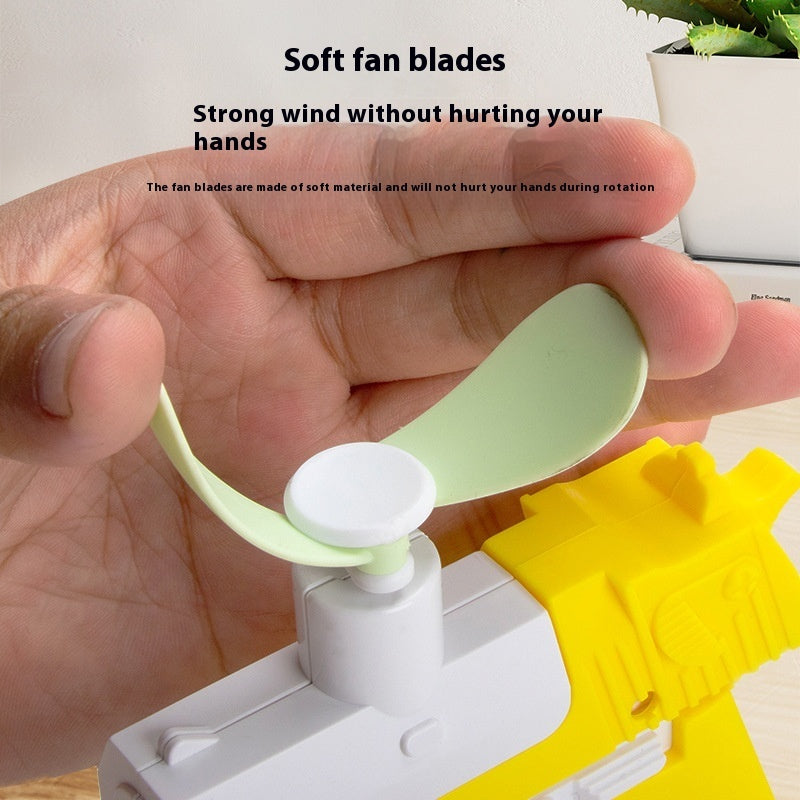 Radish Gun Mini Portable Fan Toy Green Pink Yellow Color Variants