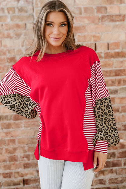 Threaded Pear Milan Patchwork Sleeve Colorblock Sweatshirt