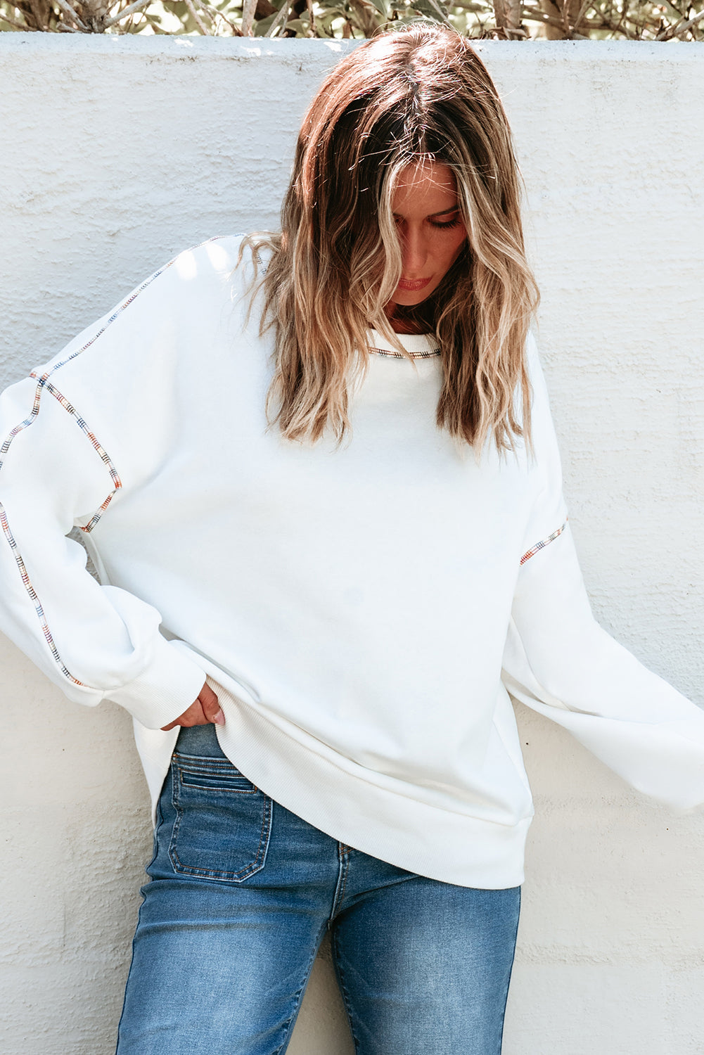 Threaded Pear Jordyn Rainbow Pullover Sweatshirt