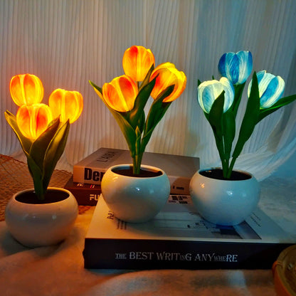 Rechargeable Tulip Night Light LED Simulation Flower Creative Table Light Home Decoration Bedroom Decoration Atmosphere Light