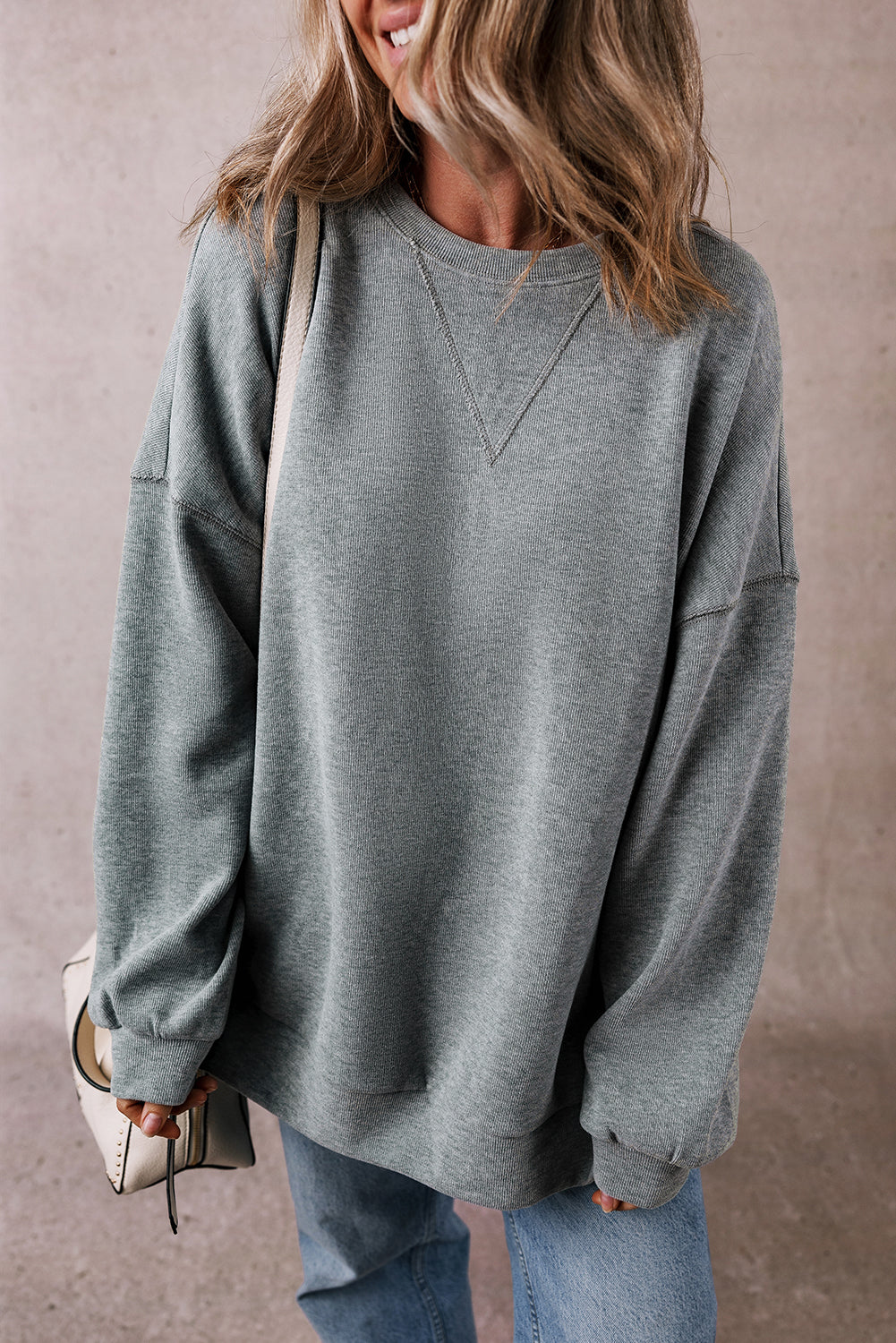 Threaded Pear Rorivina Drop Shoulder Oversized Sweatshirt