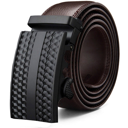 Men’s Fashion Casual Two-Layer Leather Belt | High-Sense "Comfort Click" Ratchet Belt | Trendy Minimalist Automatic Buckle Waistband | Luxury-Label Statuesque Men’s Accessory | 2026 High-Fashion Radiant Urban Essential