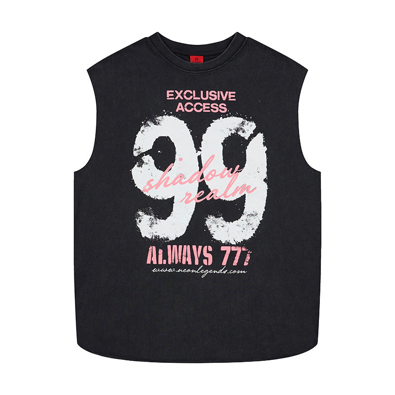 99 printed wide shoulder vest
