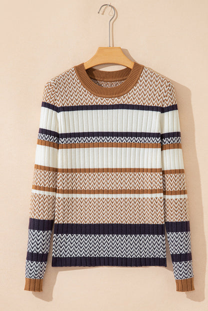 Threaded Pear Avery Ribbed Trim Slim Sweater