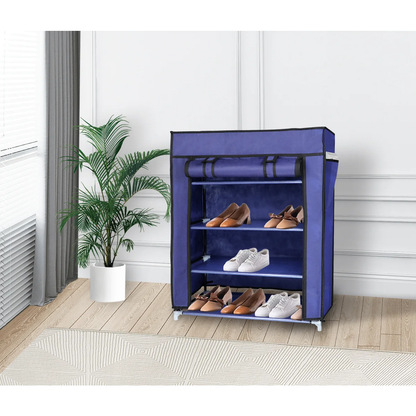 4 Tier Shoe Rack with Side Pocket Holds 24 Shoes