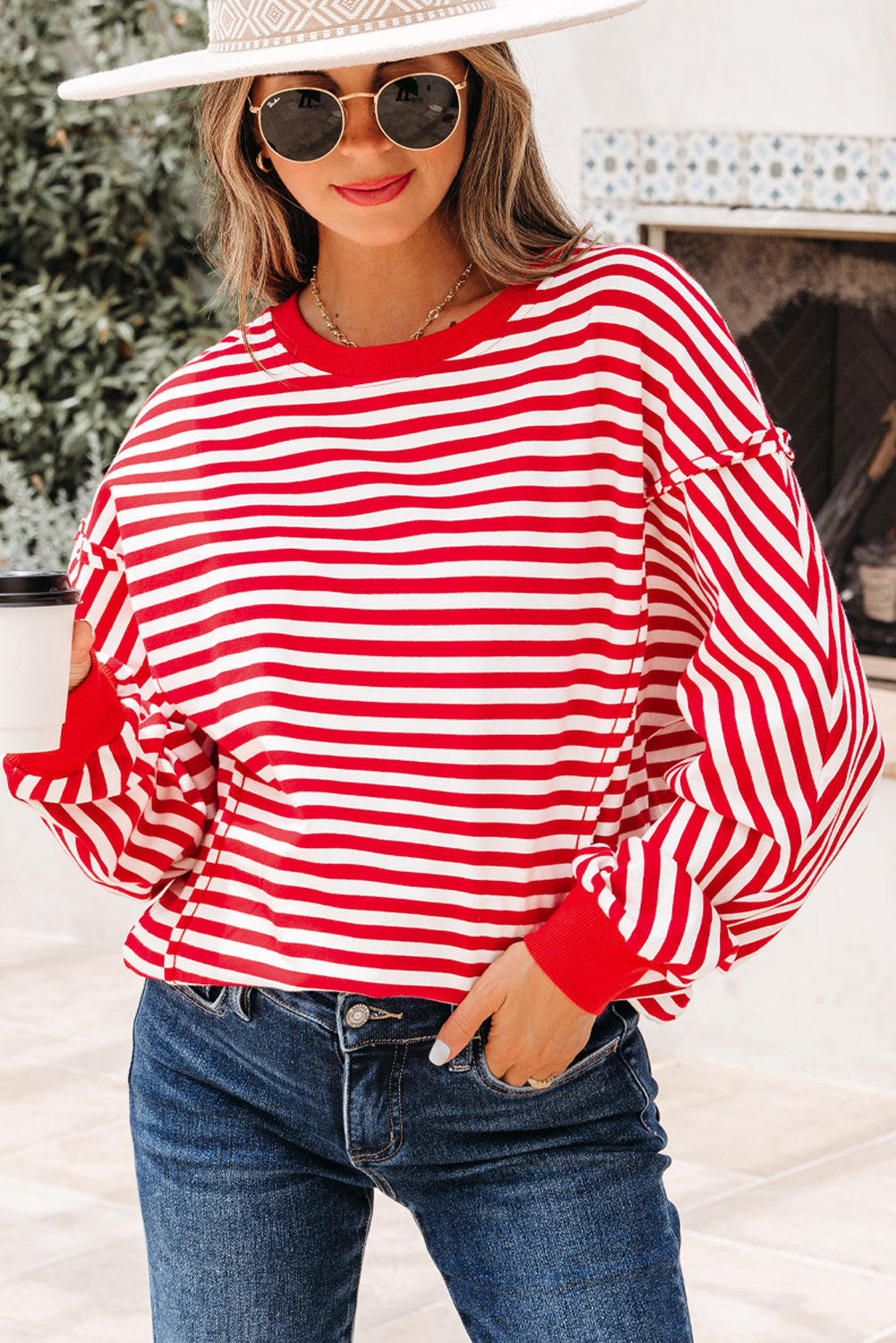 Threaded Pear Gracelynn Shoulder Casual Pullover Top