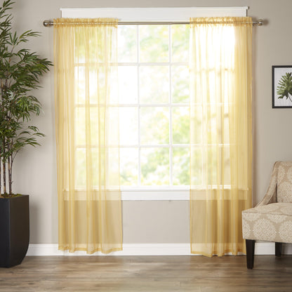 Elegant Comfort Set of 2 Sheer Curtain Panels - Rod Pocket